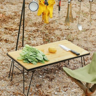 AOTU YT1001 Outdoor Bamboo Storage Bag with 2 Mesh Tables