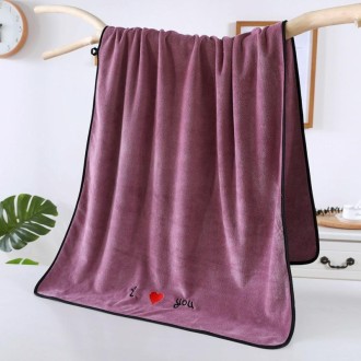 Soft Thick Absorbent Fiber Couple Large Bath Towels, Size:70x140cm(Purple)