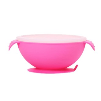 Food Grade Silicone Anti-fall Anti-slip Baby Food Supplement Bowl Suction Cup Bowl(Nude Pink)