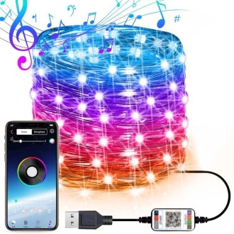 Christmas Decoration RGB Copper Wire String Light Bluetooth Mobile APP Control, Length: 15m 150 LEDs