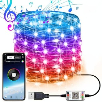 Christmas Decoration RGB Copper Wire String Light Bluetooth Mobile APP Control, Length: 5m 50 LEDs