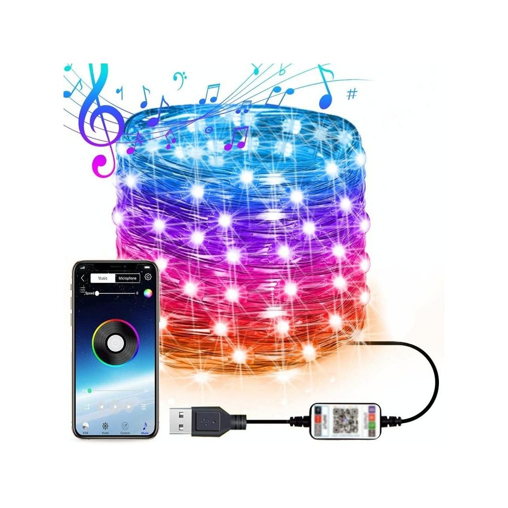 Christmas Decoration RGB Copper Wire String Light Bluetooth Mobile APP Control, Length: 2m 20 LEDs