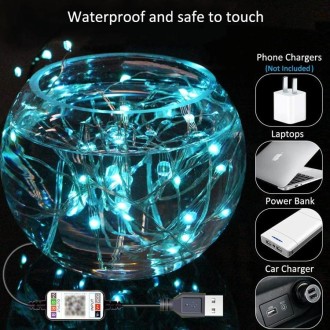 Christmas Decoration RGB Copper Wire String Light Bluetooth Mobile APP Control, Length: 2m 20 LEDs