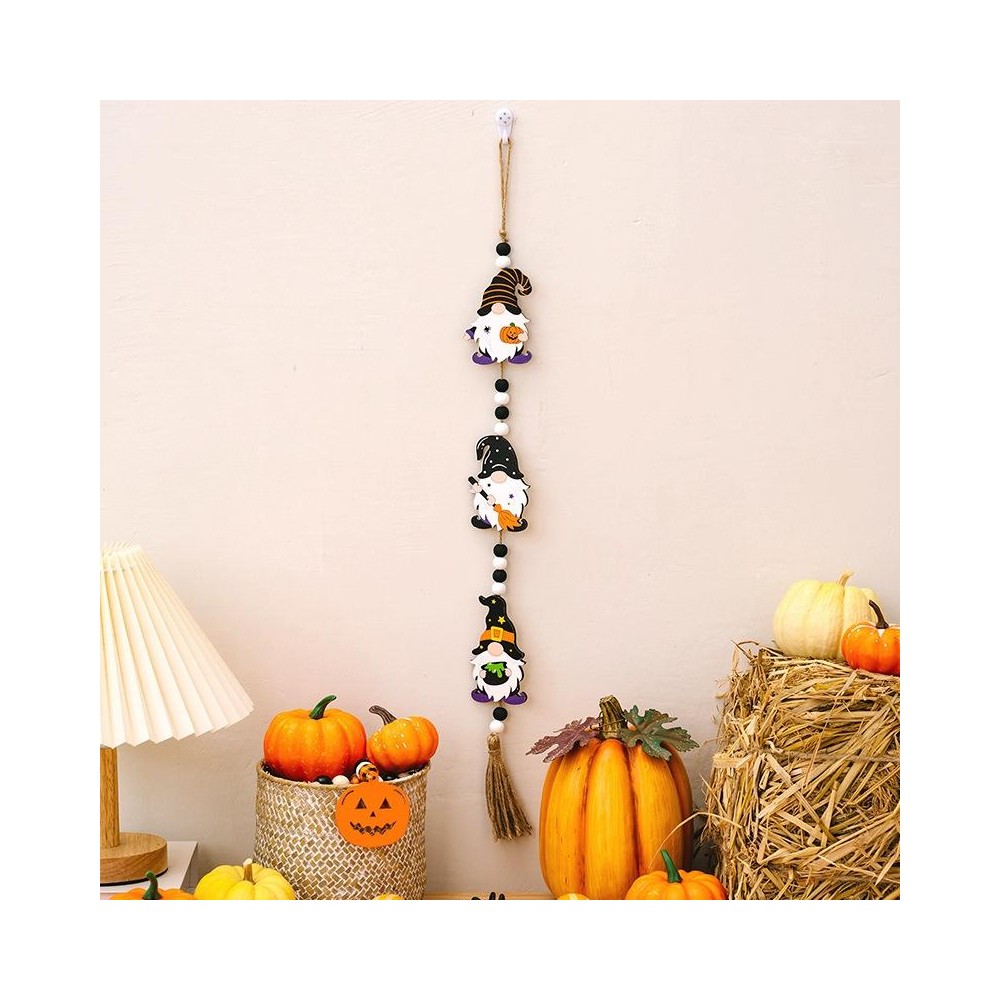 Halloween Home Party Bead Hanging Tag Holiday Scene Decoration Props(Witch)