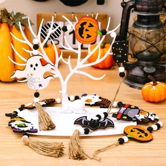 Halloween Home Party Bead Hanging Tag Holiday Scene Decoration Props(Witch)