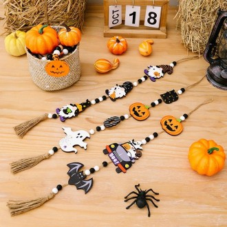 Halloween Home Party Bead Hanging Tag Holiday Scene Decoration Props(Witch)