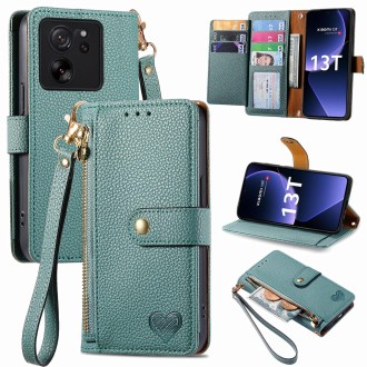 For Xiaomi Redmi K60 Ultra Love Zipper Lanyard Leather Phone Case(Green)