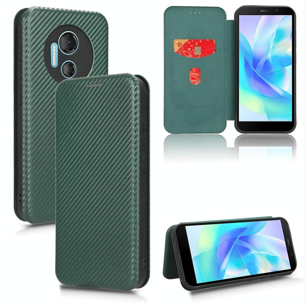 For DOOGEE X97 / X97 Pro Carbon Fiber Texture Flip Leather Phone Case(Green)