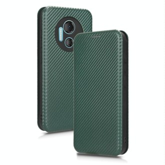 For DOOGEE X97 / X97 Pro Carbon Fiber Texture Flip Leather Phone Case(Green)