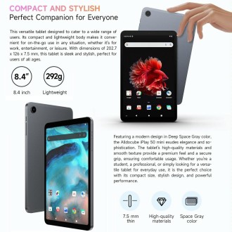 ALLDOCUBE iPlay 50 mini T811 4G LTE Tablet, 8.4 inch, 4GB+128GB, Android 13 UNISOC T606 Octa Core 1.6GHz, Support GPS & BT & Dua