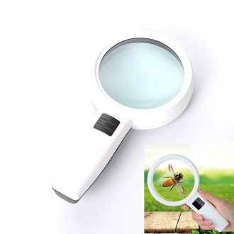 Handheld High-definition Lens with LED Light Reading and Maintenance Magnifying Glass for the Elderly, Style:110mm 30 Times Doub