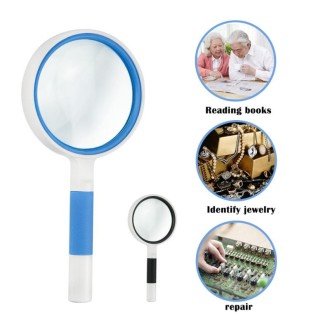 Hand-Held Reading Magnifier Glass Lens Anti-Skid Handle Old Man Reading Repair Identification Magnifying Glass, Specification: 8