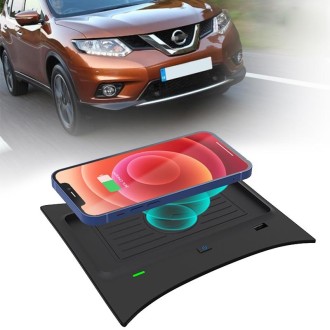 Car Fast Charging Wireless Charger for Nissan X-Trail 2014-2021 / Qashqai 2016-2018, Left Driving(Black)