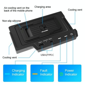 HFC-1022 Car Qi Standard Wireless Charger 15W Quick Charging for Mercedes-Benz GLE 2020-2022, Left and Right Driving