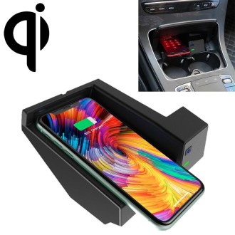 Car Qi Standard Wireless Charger 10W Quick Charging for 2015-2020 Mercedes-Benz C Class / GLC, Left Driving