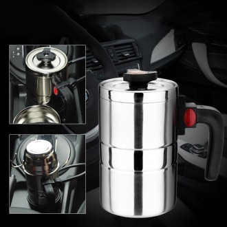 DC 12V Stainless Steel Car Electric Kettle Heated Mug Heating Cup with Charger Cigarette Lighter for Car, Capacity: 500ML