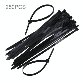 250 PCS 8mm*300mm Nylon Cable Ties(Black)