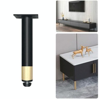 Metal Furniture Support Legs with Adjustment Pad, Height: 15cm(Black Gold)