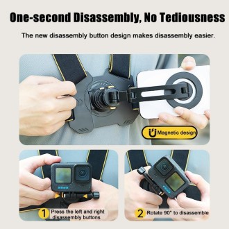 Universal Magnetic Quick-release Chest Strap for Sports Cameras POV Shooting Mount, Spec: With Phone Clip