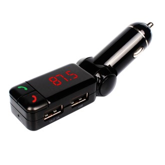 BC-06 Bluetooth Car Kit FM Transmitter Car MP3 Player with LED Display 2 USB Charger & Handsfree Function(Black)