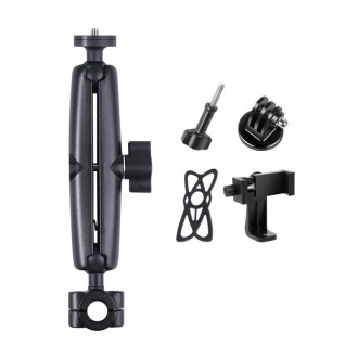 25mm Ballhead Car Front Seat Handlebar Fixed Mount Holder with Tripod Adapter & Screw & Phone Clamp & Anti-lost Silicone Case fo