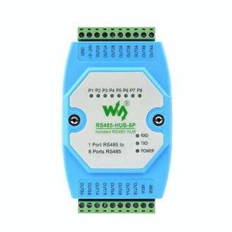 Waveshare RS485-HUB-8P Industrial-grade Isolated 8-ch RS485 Hub, Rail-mount Support, Wide Baud Rate Range