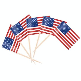 100pcs/pack 65mm National Flag Toothpick  Cupcake Toppers Cocktail Sticks, Style: American