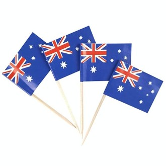 100pcs/pack 65mm National Flag Toothpick  Cupcake Toppers Cocktail Sticks, Style: Australian 