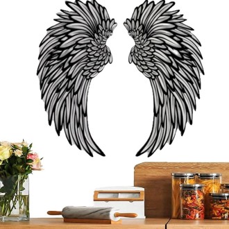 1pair 35cm Double Sided Black Engraved Metal Angel Wings Wall Hanging Decoration Without Lights