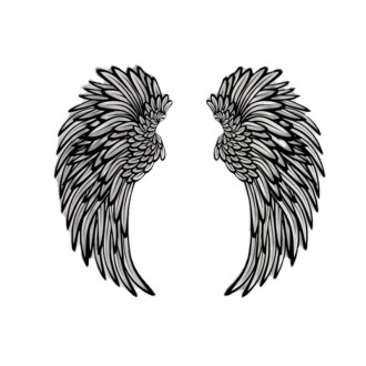 1pair 35cm Double Sided Black Engraved Metal Angel Wings Wall Hanging Decoration Without Lights