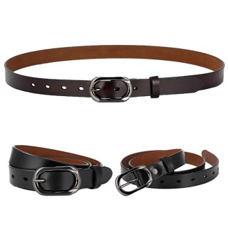 ZK--052 Soft and Wear-resistant Fine Cowhide Belt with Pin Buckle, Length: 110cm(2.8cm Wide Black)