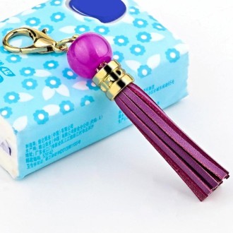 LS02 Cowhide Tassel Keychain Car Hanging Bag Pendant (Purple)