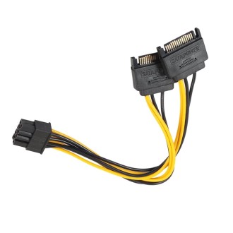 0.2m Full Copper GPU Graphics Card 8 Pin Female To Double 15 Pin SATA Computer Motherboard Power Transfer Line(Black and Yellow 