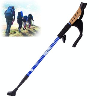 KODENOR Outdoor Mountaineering Portable Foldable Aluminium Alloy Straight Handle Alpenstocks Trekking Poles, Length : 66-135CM (