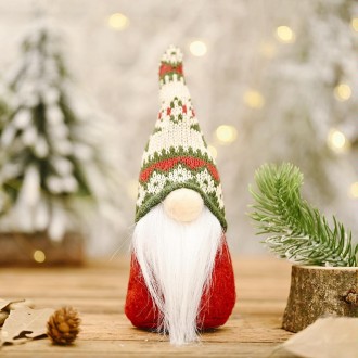 Christmas Decoration Snowflake Knitted Hat Forest Elderly Doll Decoration(B)