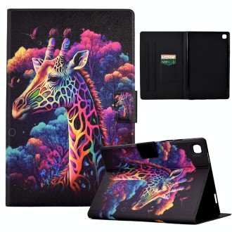 For Samsung Galaxy Tab A 10.1 T510 Coloured Drawing Leather Tablet Case(Giraffe)