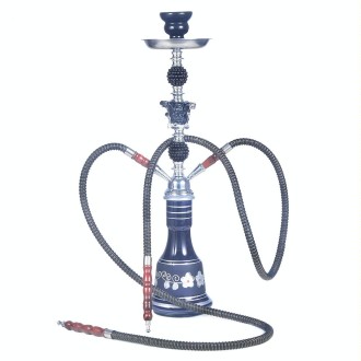 021-1015 Double Tube Glass Hookah (Black)