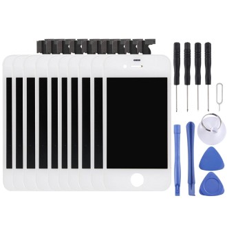 10 PCS Digitizer Assembly (LCD + Frame + Touch Pad) for iPhone 4S(White)