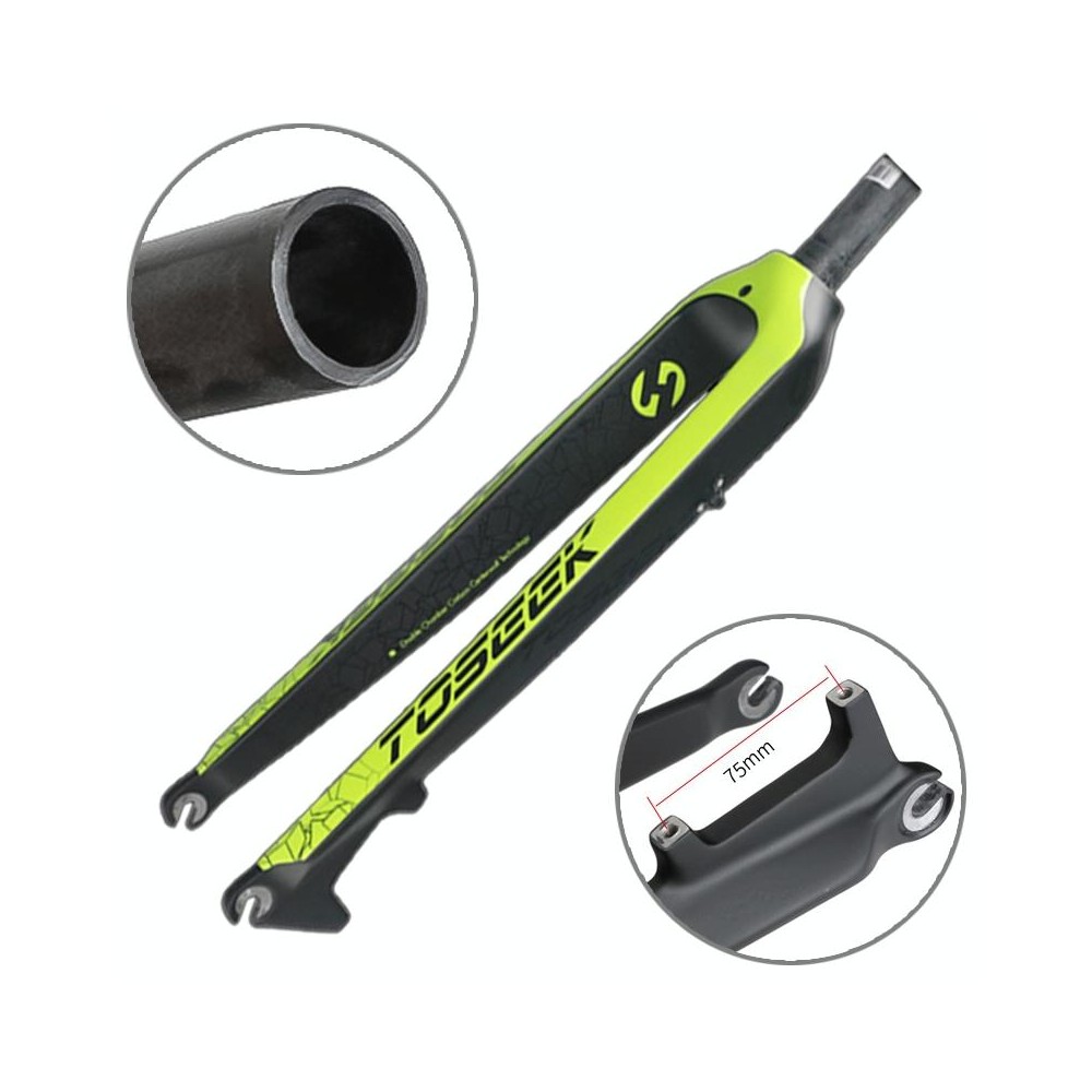 TOSEEK Ultra Light 27.5 Inch 405mm Mountain Bike Full Carbon Front Fork Straight Head Tube Disc Brake(Green)