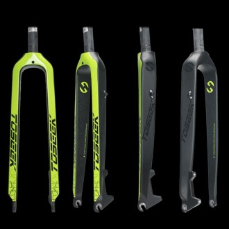 TOSEEK Ultra Light 27.5 Inch 405mm Mountain Bike Full Carbon Front Fork Straight Head Tube Disc Brake(Green)