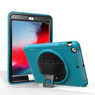 For iPad mini 3 & 2 & 1 360 Degree Rotation PC+TPU Protective Cover with Holder & Hand Strap(Light Blue)