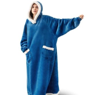 Lazy Blanket Lambswool TV Blanket Wearable Blanket, Size: Length 150CM(Peacock Blue)