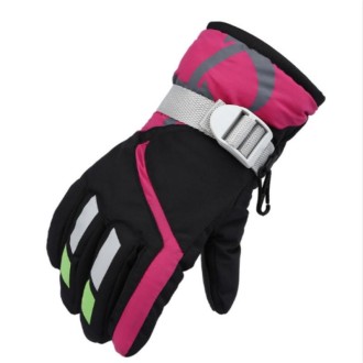 Outdoor Children Thick Warm Skiing Gloves, One Pair(Black)