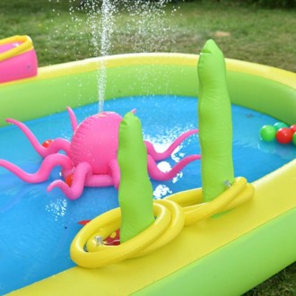 Home Large Cartoon Animal Drama Pool Water Spray Inflatable Swimming Pool Slide Pool(Pirate)