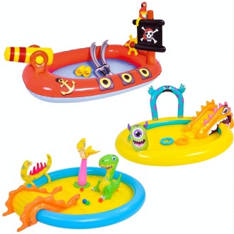 Home Large Cartoon Animal Drama Pool Water Spray Inflatable Swimming Pool Slide Pool(Pirate)