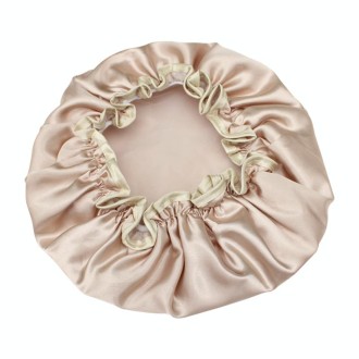 Lovely Thick Women Satin Colorful Double Waterproof Hair Cover Bathing Cap(Gold)