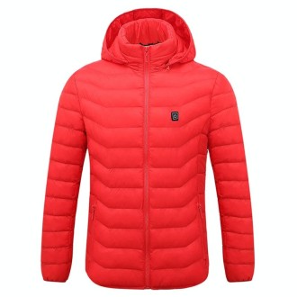 Winter Smart Electric Heating Hooded Jacket, Size:XXXXL(Red)