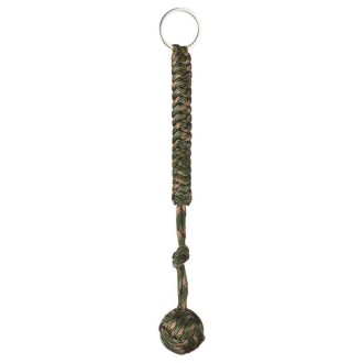 Outdoor Security Protection Black Monkey Fist Steel Ball Bearing Self Defense Lanyard Survival Key Chain(Camouflage Green 2)