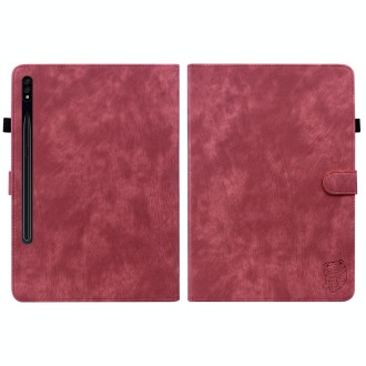 For Samsung Galaxy Tab S9 Tiger Pattern Flip Leather Tablet Case(Red)