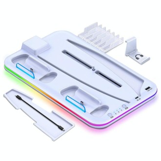 For PS5 / PSVR2 Controller Multi-Functional Cooling Base With RGB Lights(White)